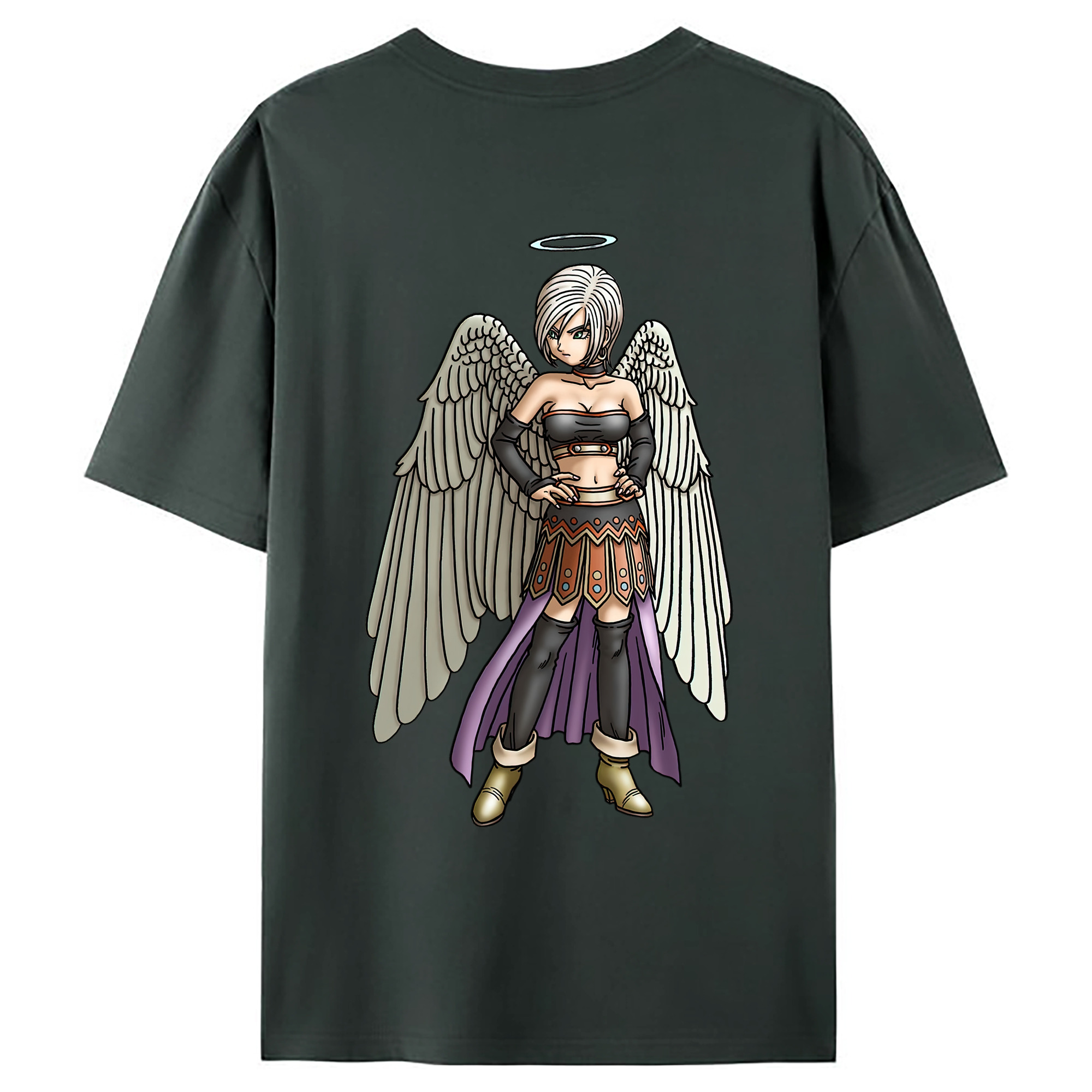 （画像用） ドラゴンクエスト Doragon Kuesuto Dragon Quest 綿100％ メンズ半袖Tシャツ（バックプリント） 通気性